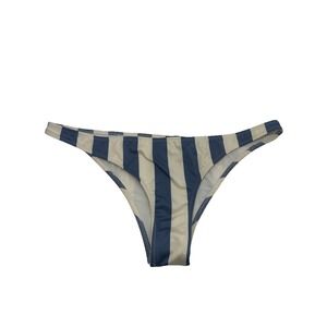 Solid & Striped Bikini Bottom Size L Blue Cream Stripe Cheeky Swim Bottom